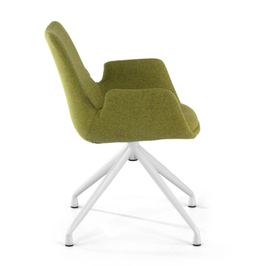silla confidente blanco verde giratoria tela brazos tapizados 4