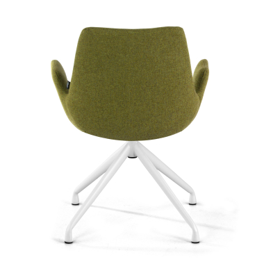 silla confidente blanco verde giratoria tela brazos tapizados 6