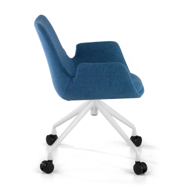 silla confidente blanco azul giratoria con ruedas tela brazos tapizados 4