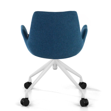 silla confidente blanco azul giratoria con ruedas tela brazos tapizados 6