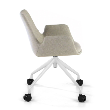 silla confidente blanco gris giratoria con ruedas tela brazos tapizados 4
