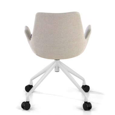 silla confidente blanco gris giratoria con ruedas tela brazos tapizados 6