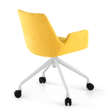 silla confidente blanco amarillo giratoria con ruedas tela brazos tapizados 5