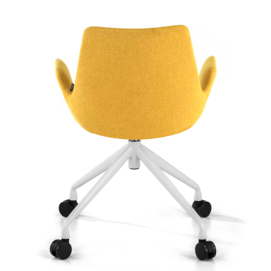 silla confidente blanco amarillo giratoria con ruedas tela brazos tapizados 6