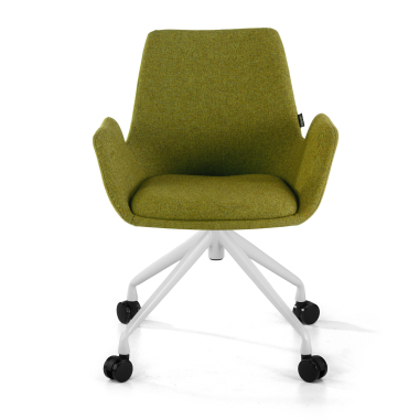 silla confidente blanco verde giratoria con ruedas tela brazos tapizados 3