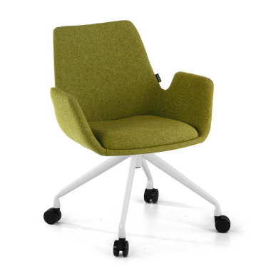 silla confidente blanco verde giratoria con ruedas tela brazos tapizados 1
