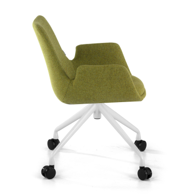 silla confidente blanco verde giratoria con ruedas tela brazos tapizados 4