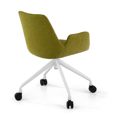 silla confidente blanco verde giratoria con ruedas tela brazos tapizados 5