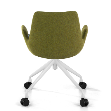 silla confidente blanco verde giratoria con ruedas tela brazos tapizados 6