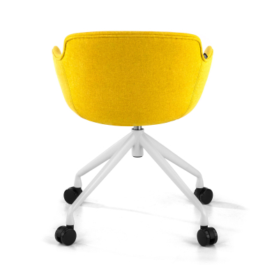 silla confidente blanco amarillo giratoria con ruedas tela brazos tapizados 6