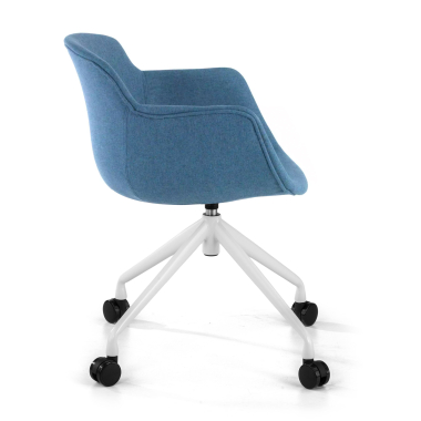 silla confidente blanco azul giratoria con ruedas tela brazos tapizados 4