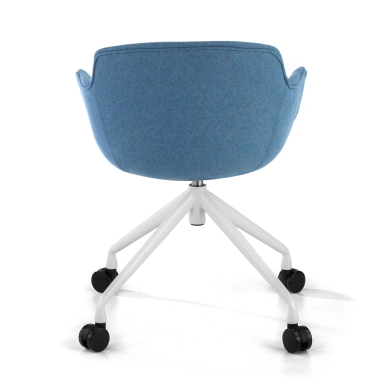 silla confidente blanco azul giratoria con ruedas tela brazos tapizados 6