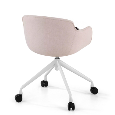 silla confidente blanco beige giratoria con ruedas tela brazos tapizados 5
