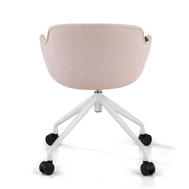 silla confidente blanco beige giratoria con ruedas tela brazos tapizados 6