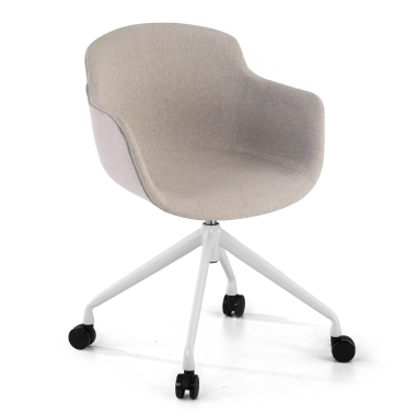 silla confidente blanco gris giratoria con ruedas tela brazos tapizados 1