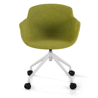 silla confidente blanco verde giratoria con ruedas tela brazos tapizados 3