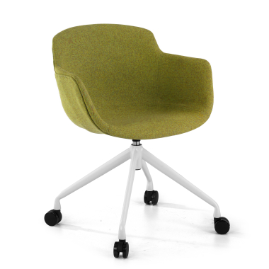 silla confidente blanco verde giratoria con ruedas tela brazos tapizados 1