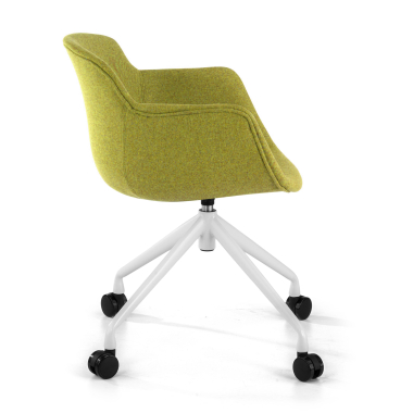 silla confidente blanco verde giratoria con ruedas tela brazos tapizados 4