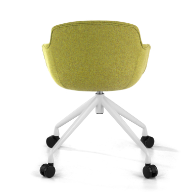 silla confidente blanco verde giratoria con ruedas tela brazos tapizados 6