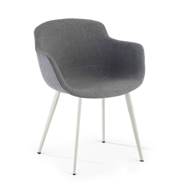 silla confidente blanco antracita 4 patas tela brazos tapizados 1
