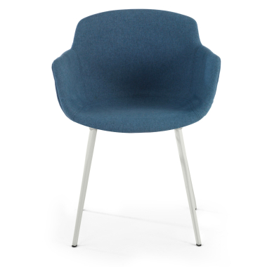 silla confidente blanco azul 4 patas tela brazos tapizados 2
