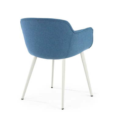 silla confidente blanco azul 4 patas tela brazos tapizados 4