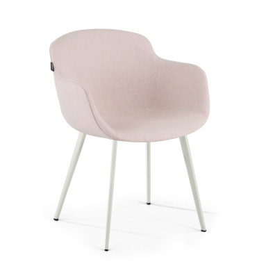 silla confidente blanco beige 4 patas tela brazos tapizados 1