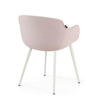 silla confidente blanco beige 4 patas tela brazos tapizados 4