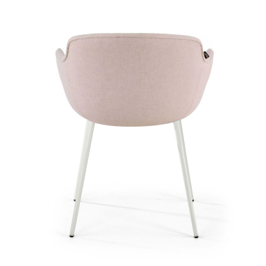 silla confidente blanco beige 4 patas tela brazos tapizados 5