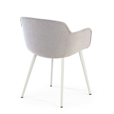 silla confidente blanco gris 4 patas tela brazos tapizados 4