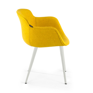 silla confidente blanco amarillo 4 patas tela brazos tapizados 4