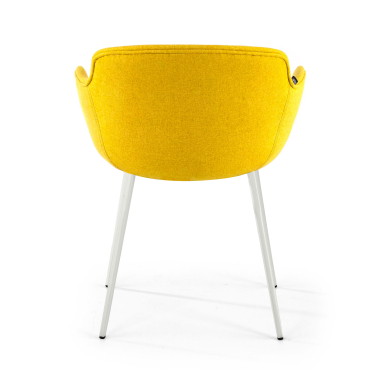 silla confidente blanco amarillo 4 patas tela brazos tapizados 6