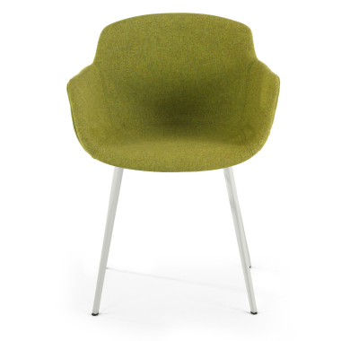 silla confidente blanco verde 4 patas tela brazos tapizados 2