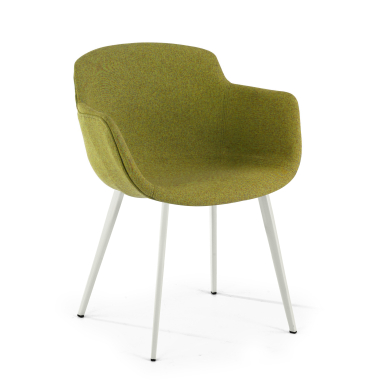 silla confidente blanco verde 4 patas tela brazos tapizados 1