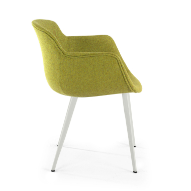 silla confidente blanco verde 4 patas tela brazos tapizados 3