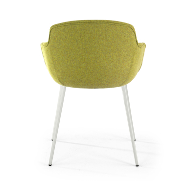 silla confidente blanco verde 4 patas tela brazos tapizados 5