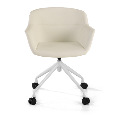 silla confidente blanco blanco con ruedas piel sintetica brazos tapizados 4