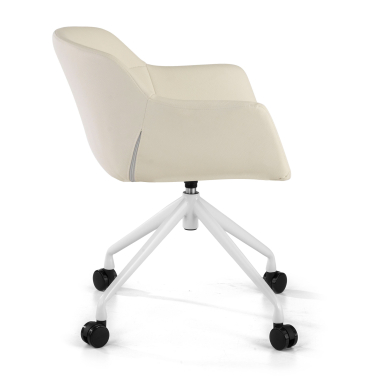 silla confidente blanco blanco con ruedas piel sintetica brazos tapizados 5