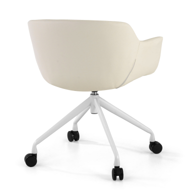 silla confidente blanco blanco con ruedas piel sintetica brazos tapizados 6