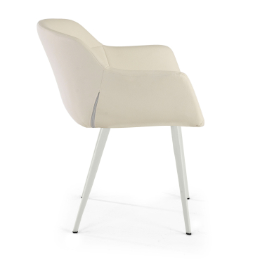 silla confidente blanco blanco 4 patas piel sintetica brazos tapizados 4