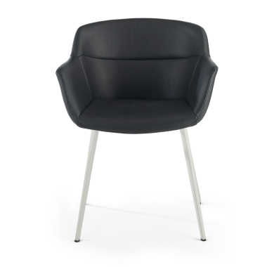 silla confidente blanco negro 4 patas piel sintetica brazos tapizados 3