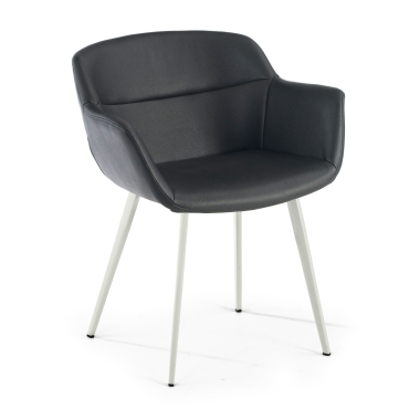 silla confidente blanco negro 4 patas piel sintetica brazos tapizados 1