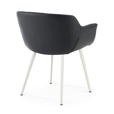 silla confidente blanco negro 4 patas piel sintetica brazos tapizados 5