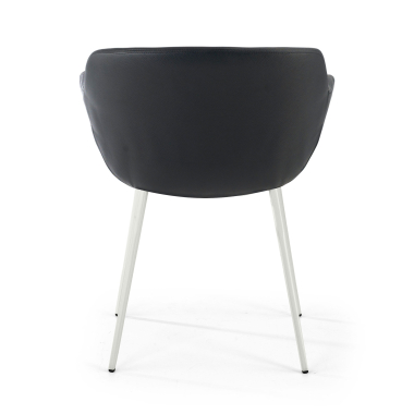 silla confidente blanco negro 4 patas piel sintetica brazos tapizados 6
