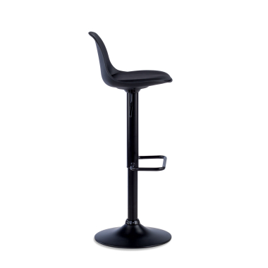 taburete de cocina negro taburete patas de metal piel sintetica sin brazos 4