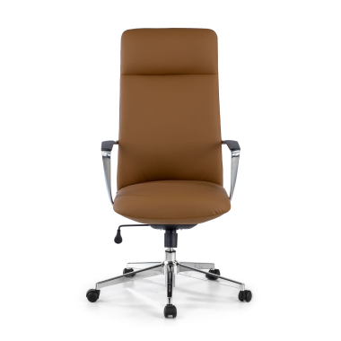 sillon de oficina beige respaldo alto piel sintetica brazos fijos 3