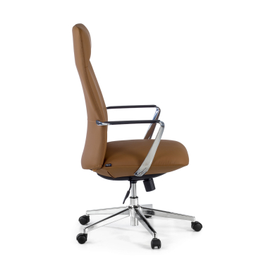 sillon de oficina beige respaldo alto piel sintetica brazos fijos 4