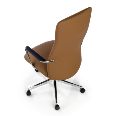 sillon de oficina beige respaldo alto piel sintetica brazos fijos 7