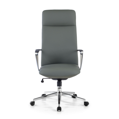 sillon de oficina gris respaldo alto piel sintetica brazos fijos 3