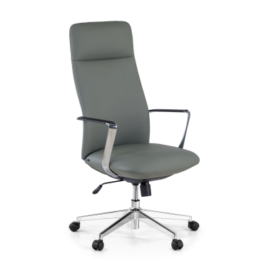 sillon de oficina gris respaldo alto piel sintetica brazos fijos 1